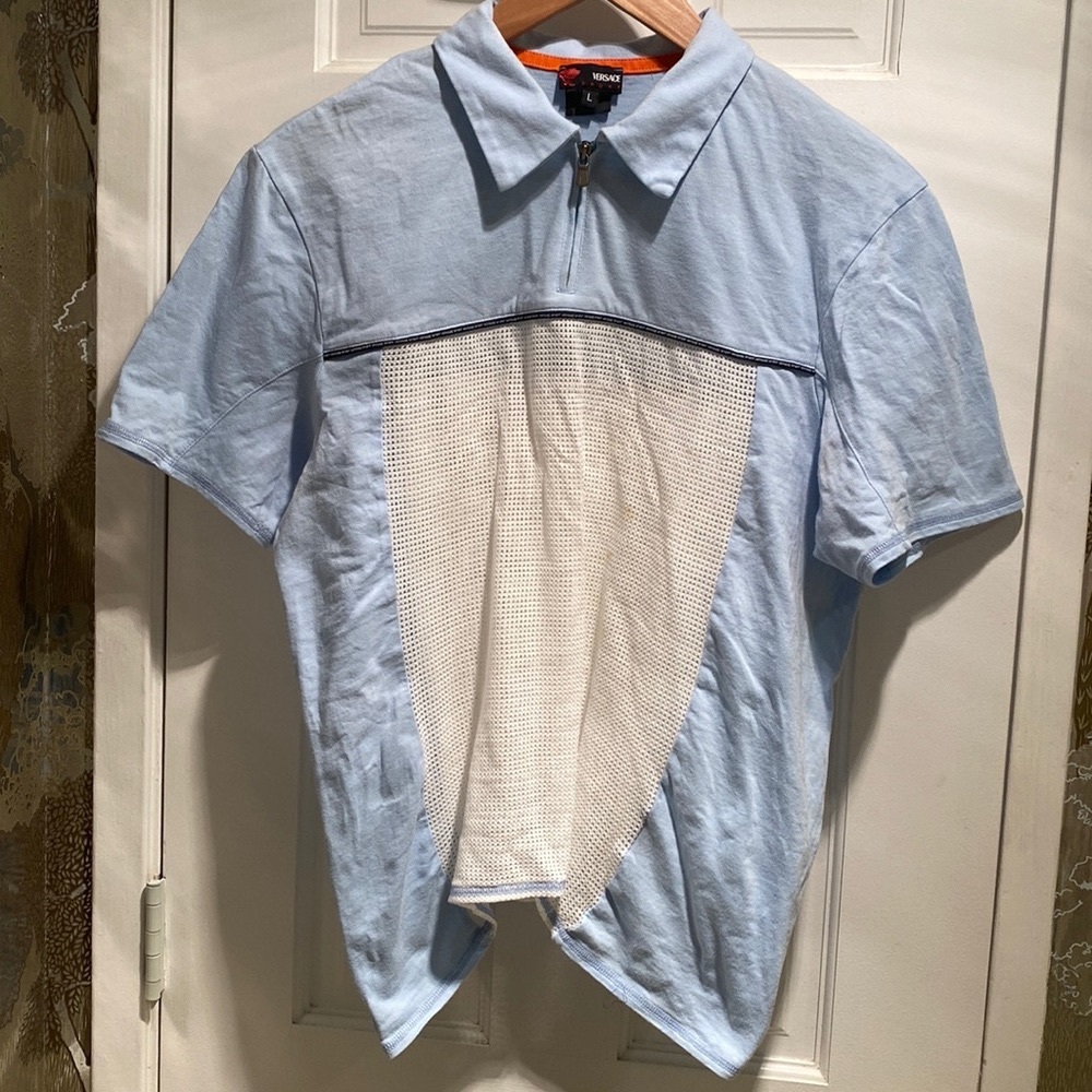 Versace Polo style T-Shirt with zipper and meshed
